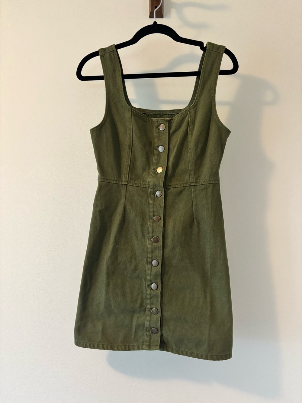 Urban Outfitters Olive Green Button-Front Mini Dress